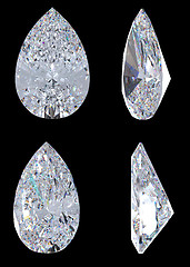 Image showing Top, bottom and side views of pear diamond