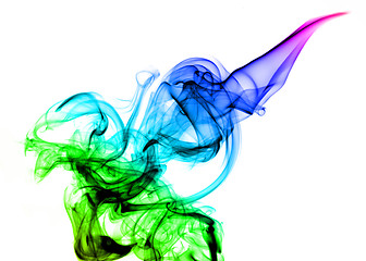 Image showing Beautiful colored Abstract smoke over white