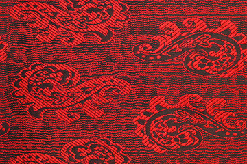 Image showing Beautiful fabric with red and black pattern