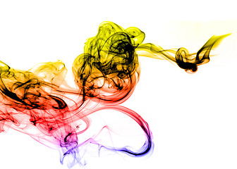 Image showing Colored gradient Smoke abstract over white