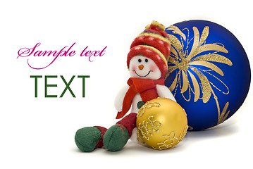 Image showing Christmas card - decoration toy with colorful New Year Balls