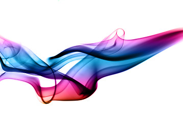 Image showing Colored fume waves on white