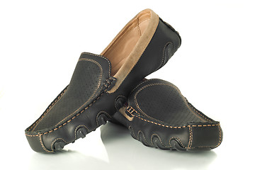 Image showing Pair of  black mens moccasins