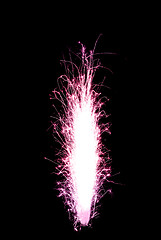 Image showing Colored (crimson) birthday fireworks