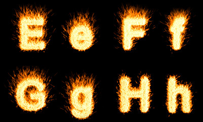 Image showing Burning E, F, G, H letters