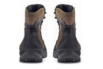 Image showing Rear view pair of Warm leather boots