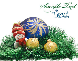 Image showing Christmas card - Plush toy with three colorful Balls 