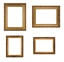 Image showing Collage of carved vertical and horizontal golden wooden frames