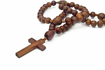 Image showing Brown Wooden beads isolated over white