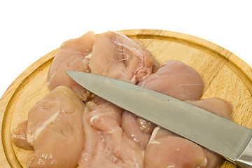 Image showing Close-up of Chicken fillet and knife