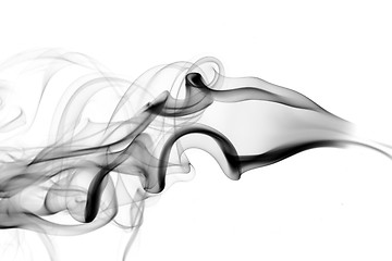 Image showing Abstract puff of black smoke on white