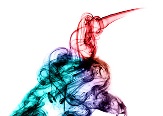 Image showing Colored bright fume abstract over the white