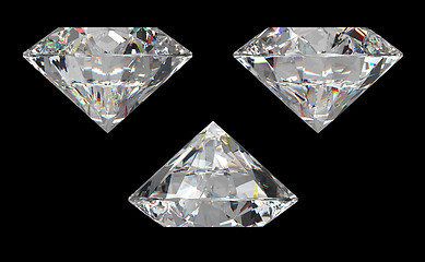 Image showing Three different side views of large diamond