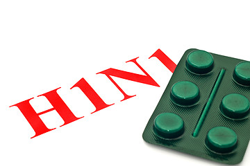 Image showing H1N1 - Closeup of green pills