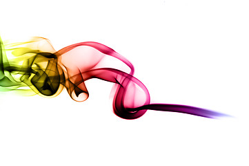 Image showing Bright colored fume abstract over white
