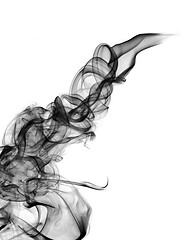 Image showing Smoke abstract waves over white