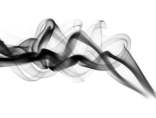 Image showing Abstraction. Black puff of smoke on white