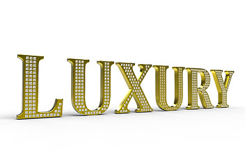 Image showing Golden Luxury word with diamonds