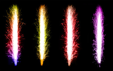 Image showing Colorful Fireworks collage over black