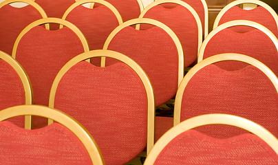 Image showing Rows of Chairs for visitors in conference hall 