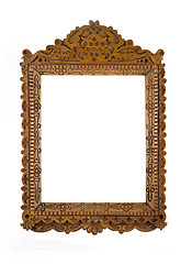 Image showing Wooden carved Frame for picture or portrait isolated over white