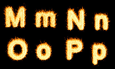 Image showing Burning M, N, O, P characters