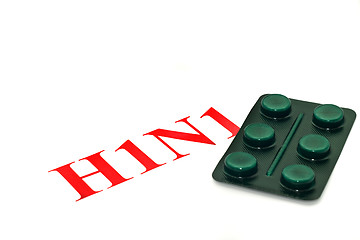 Image showing Swine FLU H1N1 alert - green pills 