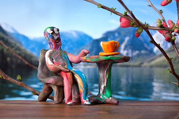 Image showing Clay man in Cafe