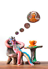 Image showing Daydreaming Clay Man