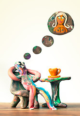 Image showing Daydreaming Clay Man