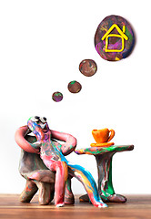 Image showing Daydreaming Clay Man