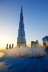 Image showing Burj Khalifa fountains