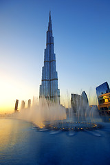 Image showing Burj Khalifa fountains
