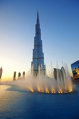 Image showing Burj Khalifa fountains