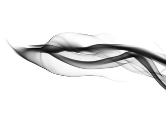 Image showing Black smoke waves over white 
