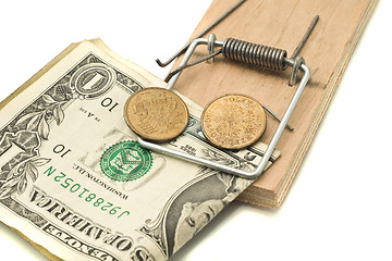 Image showing Catch it - money in the mousetrap 