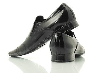 Image showing Side and back view of patent-leather shoes 