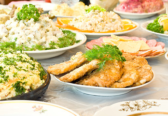 Image showing Chops and cutlets. Banquet in the restaurant