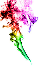 Image showing Abstract colorful Smoke shape over white