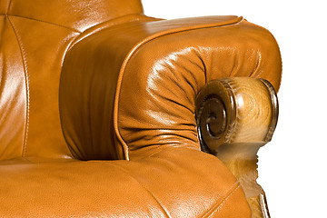 Image showing Armrest of Antique leather armchair