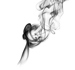 Image showing Abstract smoke curves over the white