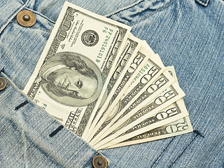 Image showing US Money in jeans pocket 