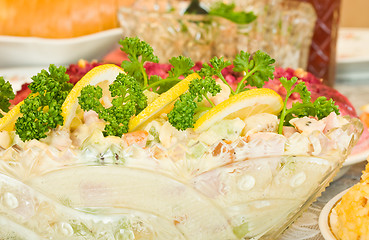 Image showing Salad with lemon and parsley