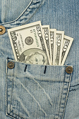 Image showing Money in the jeans pocket 