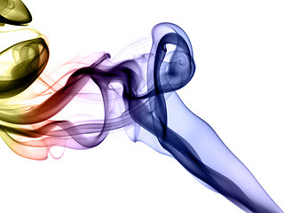 Image showing Gradient colored smoke abstract over white