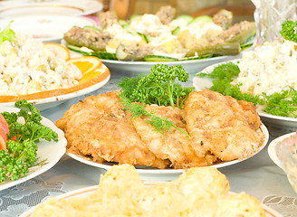 Image showing Tasty chops and cutlets. Banquet in the restaurant