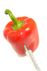 Image showing GMO - pepper with syringe injection