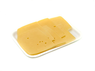 Image showing Tasty sliced cheese in vacuum packing 
