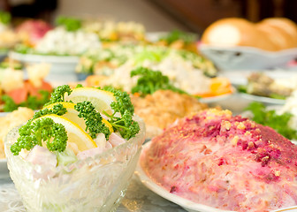 Image showing Tasty salads - Banquet in the restaurant