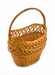 Image showing Wicker woven basket over white